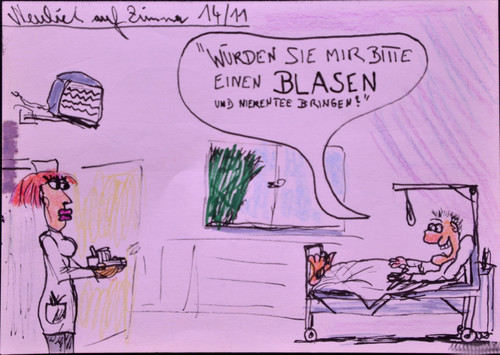 Cartoon: neulich... (medium) by ab tagged krankenschwester,patient,krankenzimmer