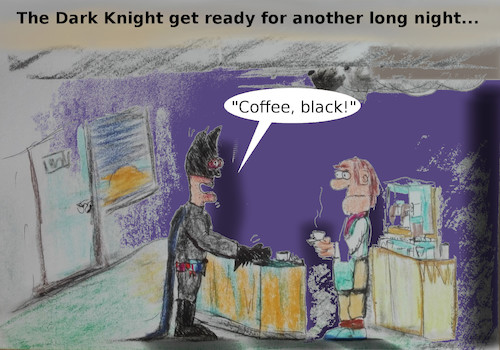 Cartoon: night (medium) by ab tagged night,fight,superhero,batman,drug,coffee