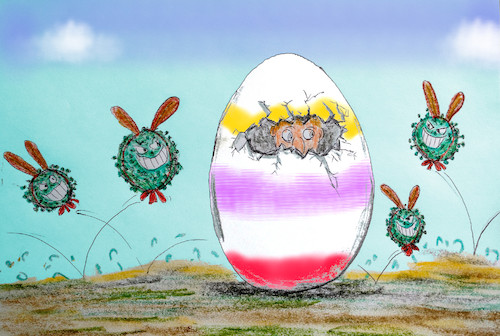 Cartoon: osteraussichten (medium) by ab tagged deutschland,ostern,virus,corona,lockdown,mutanten