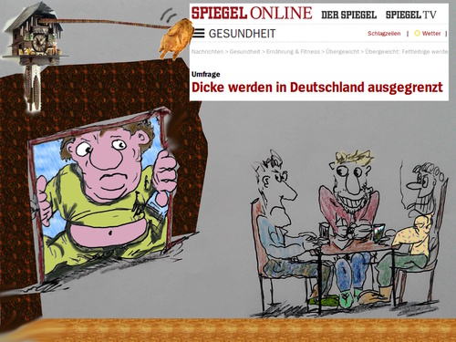 Cartoon: pfui (medium) by ab tagged ausgrenzung,dicke,spiegel,gesundheit