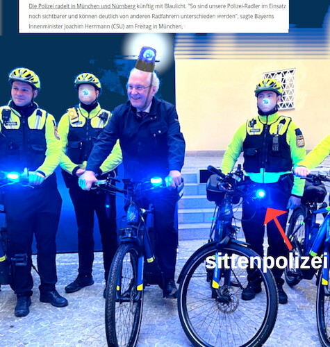 Cartoon: radlpolizei (medium) by ab tagged bayern,polizei,fahrrad,innenminister,hermann,lalülaü,tatü