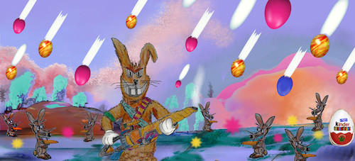 Cartoon: rudi rambo rammler (medium) by ab tagged ostern,eastern,hase,karrott,gun,mohrrübe