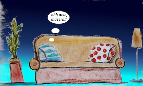 Cartoon: sofapanik (medium) by ab tagged sofa,kissen,muster,krankheit,angst