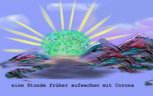 Cartoon: sommerzeit covid19 zeit (medium) by ab tagged deutschland,sommerzeit,virus,pandemie