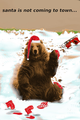 Cartoon: sorry kids (medium) by ab tagged xmas,santa,bear,kill,dead,snow,slide