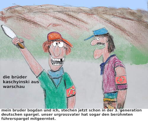Cartoon: spargelsaisonbeginn (medium) by ab tagged deutschland,spargel,ernte,hilfskräfte,ausbeutung,osten