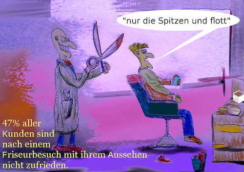 Cartoon: statistik (medium) by ab tagged friseur,besuch,schneiden,kunde,haare,kopf,schere