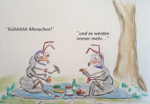 Cartoon: störung (medium) by ab tagged natur,mensch,insekt,ameise,essen