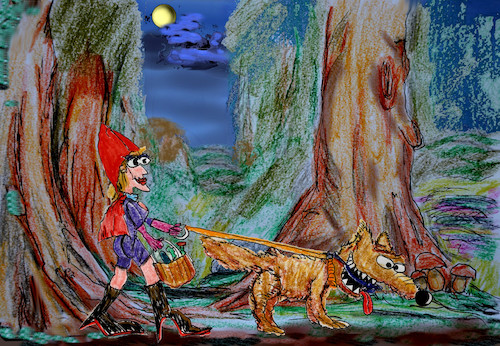 Cartoon: strange fairytales xxx (medium) by ab tagged little,redhood,wolf,wood,moon