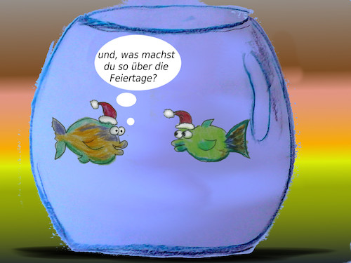 Cartoon: stressfrei (medium) by ab tagged weihnachten,fische
