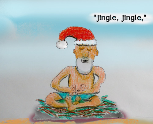 Cartoon: the xmas guru (medium) by ab tagged christmas,branch,guru,belive,meditation,green