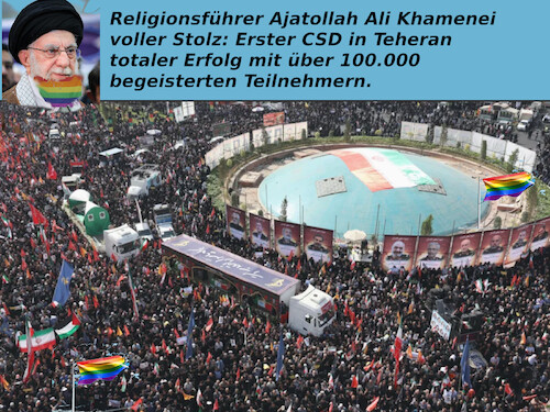 Cartoon: unglaublich aber wahr (medium) by ab tagged iran,teheran,ajatholla,ali,arschloch,csd,party,schwul,lesbisch,lbgtq,freiheit,islam