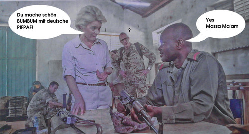 Cartoon: von der leyen  in afrika (medium) by ab tagged von,der,leyen,waffen,afrikaner