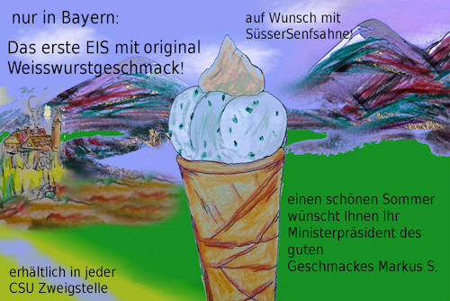Cartoon: Wahlkampf Bayern (medium) by ab tagged bayern,wahl,kampf,wähler,stimmen,sommer,eis,csu