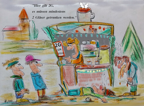 Cartoon: weihnachtsmarkt (medium) by ab tagged corona,virus,bayern,weihnachtsmarkt,regel,2g,glühwein,trinken,verordnung