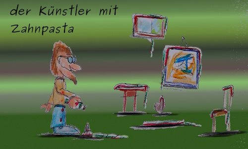 Cartoon: wochenende ohne farben (medium) by ab tagged kunst,art,künstler,farben,ersatz,tube