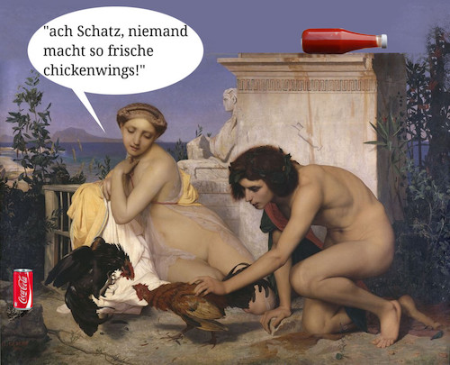 Cartoon: wochenendgrillen (medium) by ab tagged essen,draussen,grillen,huhn,junkfood,cola,ketchup