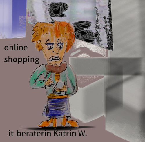 Cartoon: Fastenzeit (medium) by ab tagged fastenzeit,fasten,verzichten,kaffee,koffein,entzug,smartphone,online,kaufen,kleider,nackt,sofa,stress