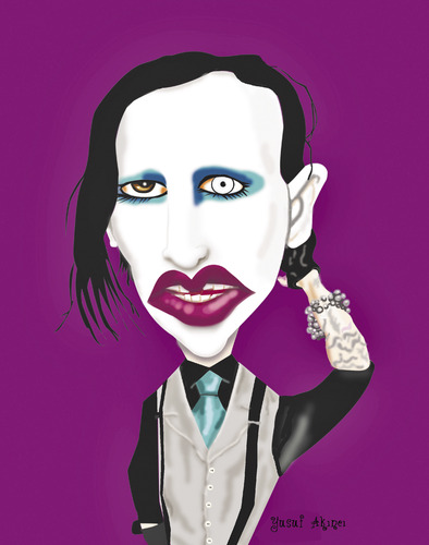 Cartoon: Marilyn Manson (medium) by pisko tagged marilyn,manson,rock,heavy,metal,dövme,usa,america