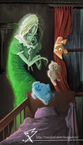 Cartoon: Ghost in The Bedroom (medium) by ionutbucur tagged lunar,park,bret,easton,ellis,ghost,toys,illustration