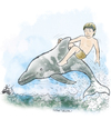 Cartoon: Hermiyas (small) by Tufan Selcuk tagged hermiyas dolphin child sea