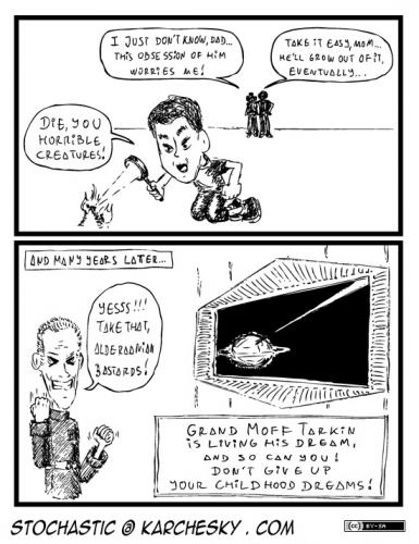 Cartoon: Moff (medium) by karchesky tagged stochastic,comic,star,wars,starwars,alderaan,grand,moff,tarkin,ant,ants,anthill,magnifying,flass,burn,destroy,explosion