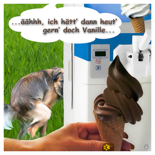 Cartoon: SOFT ice - HARD times (medium) by Night Owl tagged softeis,eis,eisdiele,schoko,eiscreme,hund,kacke,hundescheisse,appetit,wellness,soft,ice,cream,machine,dog,holy,shit