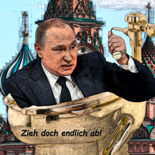 Cartoon: Zieh doch endlich ab! (medium) by Night Owl tagged putin,russland,russia,krieg,war,ukraine,truppenabzug,klospülung