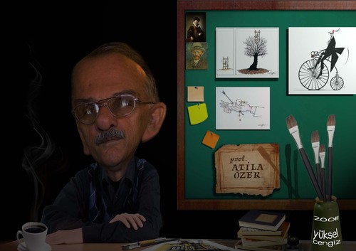 Cartoon: prof.Atila Özer (medium) by yukselcengiz tagged artist