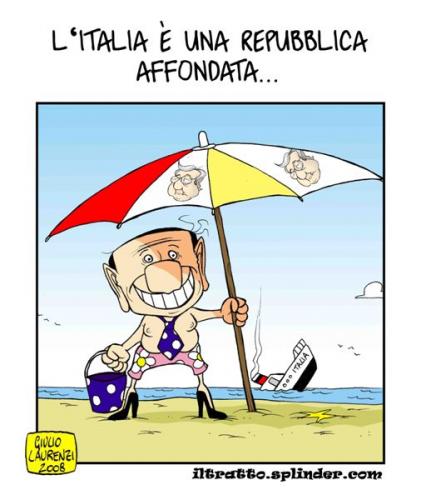 Cartoon: Berlusca at beach (medium) by Giulio Laurenzi tagged politics