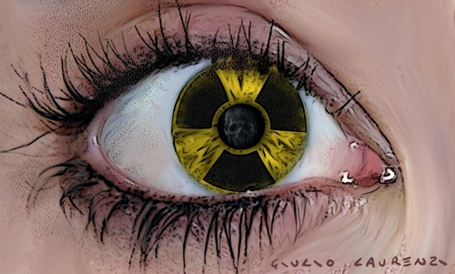 Cartoon: Eye (medium) by Giulio Laurenzi tagged nuclear,radioactivity