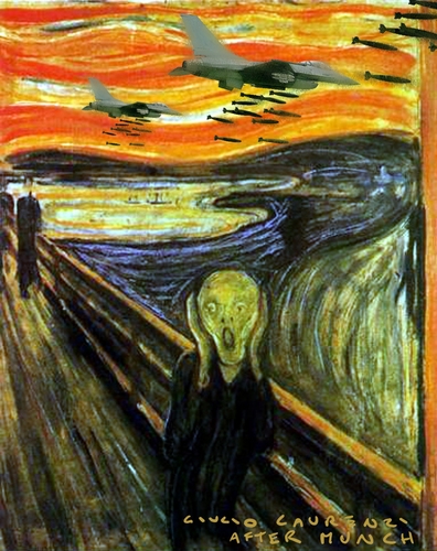 Cartoon: Liberating Scream (medium) by Giulio Laurenzi tagged munch,lybia,nato