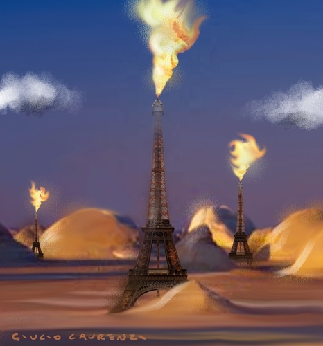 Cartoon: Libyan Landscape (medium) by Giulio Laurenzi tagged war,nato,france,libya,oil