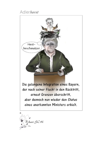Cartoon: AdlerHorst (medium) by BES tagged tiere,pokitik,merkel,seehofer,flüchtling,innenpolitik,csu,cdu,bayern,wahl,sicherheit
