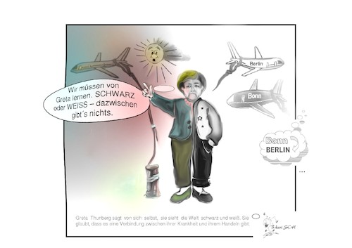 Cartoon: halbherzig abgehoben (medium) by BES tagged cdu,deutschland,erderwärmung,frau,karikatur,koalition,merkel,natur,obama,politik,politiker,sicherheit,spd,technik,umwelt,umweltschutz,pressezeichnung,angela,bes