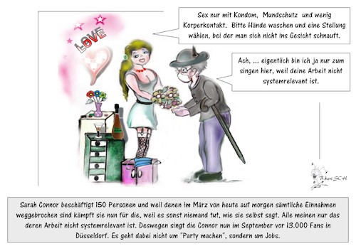 Cartoon: Sarah sorgt sich ... (medium) by BES tagged job,arbeitsplatz,kommunikation,coronaseuche,virusinfektion,klopapier,lockdown,covid19,lockerungen,beziehung,frau,lebensmittel,liebe,mann,coronavirus,ausgangsbeschränkungen,coronakrise,tiere,pärchen,natur,pandemie,mundschutz,hamsterkäufe,shutdown