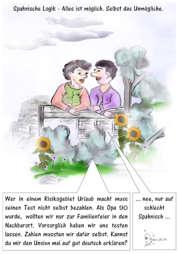 Cartoon: Spahnische Logik (medium) by BES tagged cdu,deutschland,finanzkrise,gefahr,geld,gesellschaft,karikatur,koalition,konjunktur,politik,politiker,sicherheit,spd,sterben,tod,wirtschaft,wirtschaftskrise,coronaseuche,virusinfektion,lockdown,covid19,lockerungen,coronavirus,ausgangsbeschränkungen,coronakrise,pandemie,shutdown,grundrechte,union,steuerzahler,zwangstest,steuern,risikogebiete,urlaub,spahn,bes