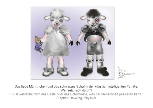 Cartoon: Superwaffe KI? (medium) by BES tagged technik,künstliche,intelligenz,deutschland,roboter,bes,beziehung,gefahr,karikatur,kind,kinder,natur,paar,pärchen,tiere,sicherheit,krieg