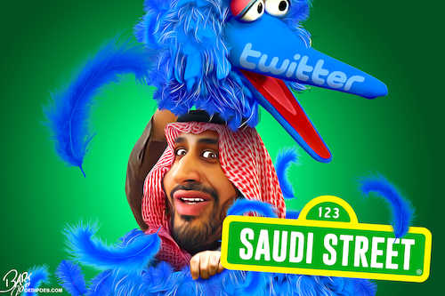 Cartoon: Saudi Street (medium) by Bart van Leeuwen tagged former,twitter,employees,spying,saudi,arabia,mohammed,bin,salman,dissidents