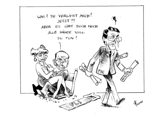 Cartoon: Abgesägt (medium) by Paolo Calleri tagged fini,berlusconi,italien