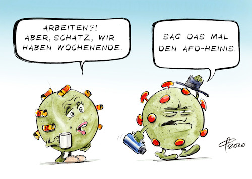 Cartoon: AfD-Bundesparteitag (medium) by Paolo Calleri tagged deutschland,nordrhein,westfalen,kalkar,parteien,poltik,bundesparteitag,afd,alternative,fuer,covid,19,corona,virus,gesundheit,risiko,masken,maskenpflicht,abstand,hygiene,gesellschaft,neuinfektionen,infektionen,karikatur,cartoon,paolo,calleri,deutschland,nordrhein,westfalen,kalkar,parteien,poltik,bundesparteitag,afd,alternative,fuer,covid,19,corona,virus,gesundheit,risiko,masken,maskenpflicht,abstand,hygiene,gesellschaft,neuinfektionen,infektionen,karikatur,cartoon,paolo,calleri