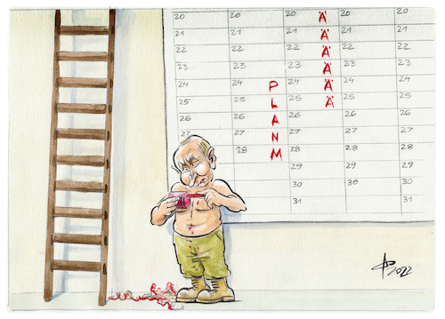 Cartoon: Alles planmäßig? (medium) by Paolo Calleri tagged ukraine,russland,einmarsch,krieg,militaer,putin,politik,karikatur,cartoon,paolo,calleri,ukraine,russland,einmarsch,krieg,militaer,putin,politik,karikatur,cartoon,paolo,calleri