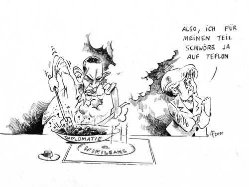 Cartoon: Angebranntes Verhältnis (medium) by Paolo Calleri tagged diplomatie,politiker,beurteilungen,lageberichte,enthüllungen,welt,europa,usa,250000,depeschen,botschaften,wikileaks