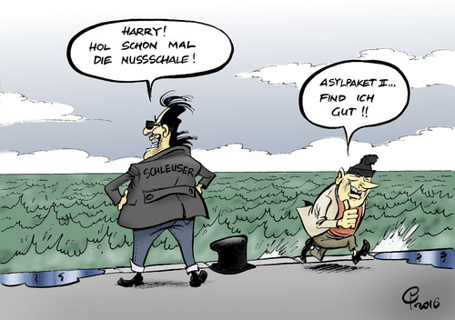 Cartoon: Asylpaket II (medium) by Paolo Calleri tagged deutschland,asyl,fluechtlinge,asylpaket,familien,familiennachzug,kritik,einschraenkung,aussetzung,schlepper,schleuser,seeweg,mittelmeer,gefahr,frauen,kinder,groko,spd,cdu,csu,fluechtlingskrise,karikatur,cartoon,paolo,calleri,deutschland,asyl,fluechtlinge,asylpaket,familien,familiennachzug,kritik,einschraenkung,aussetzung,schlepper,schleuser,seeweg,mittelmeer,gefahr,frauen,kinder,groko,spd,cdu,csu,fluechtlingskrise,karikatur,cartoon,paolo,calleri