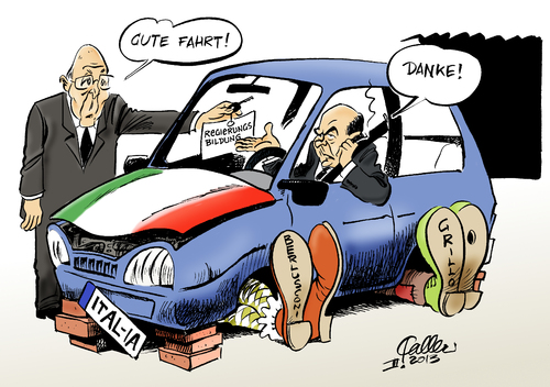 Cartoon: Aufgebockt (medium) by Paolo Calleri tagged sc,vertrauensabstimmung,parlamentswahlen,protestbewegung,grillo,beppe,komiker,berlusconi,silvio,mehrheit,senat,abgeordnetenhaus,regierungsbildung,regierung,sozialdemokratie,pd,democratico,partito,bersani,luigi,pier,napolitano,giorgio,präsident,rom,italien,italien,rom,präsident,giorgio,napolitano,pier,luigi,bersani,partito,democratico,pd,sozialdemokratie,regierung,regierungsbildung,abgeordnetenhaus,senat,mehrheit,silvio,berlusconi,komiker,beppe,grillo,protestbewegung,parlamentswahlen,vertrauensabstimmung,schuldenkrise,karikatur,paolo,calleri