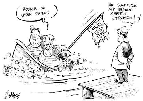Cartoon: Baden gehen (medium) by Paolo Calleri tagged fdp,liberale,parteichef,vorsitzender,philipp,rösler,krise,machtkampf,umfrage,umfragetief,sonderparteitag