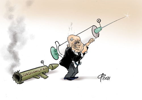 Cartoon: Bazooka II (medium) by Paolo Calleri tagged welt,eu,deutschland,corona,pandemie,covid,19,finanzen,gesundheit,arbeit,soziales,gesellschaft,hilfen,milliarden,millionen,impfungen,woche,juni,2021,olaf,scholz,bazooka,wirtschaft,karikatur,cartoon,paolo,calleri,welt,eu,deutschland,corona,pandemie,covid,19,finanzen,gesundheit,arbeit,soziales,gesellschaft,hilfen,milliarden,millionen,impfungen,woche,juni,2021,olaf,scholz,bazooka,wirtschaft,karikatur,cartoon,paolo,calleri