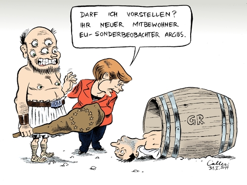 Cartoon: Beobachter (medium) by Paolo Calleri tagged mythologie,argus,esm,krisenfonds,staatsausgaben,überwachung,kontrolle,haushaltsdisziplin,haushalt,eurozone,euro,schuldenkrise,brüssel,gipfel,eu,griechenland,deutschland,merkel,angela,bundeskanzlerin,angela merkel,deutschland,griechenland,eu,gipfel,brüssel,schuldenkrise,euro,eurozone,bundeskanzlerin,haushalt,haushaltsdisziplin,kontrolle,angela,merkel