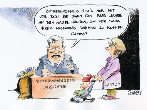 Cartoon: Betreuungsgeld (medium) by Paolo Calleri tagged betreuungsgeld,herdprämie,fernhalteprämie,familien,betreuung,erziehung,arme,hartz,empfänger,horst,seehofer,bayern,csu,schwarzgelb,betreuungsgeld,fernhalteprämie,herdprämie,familien,betreuung,erziehung,hartz,empfänger,horst seehofer,csu,bayern,schwarzgelb,horst,seehofer