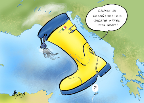 Cartoon: Dichte Häfen (medium) by Paolo Calleri tagged italien,seenot,bootsfluechtlinge,innenminister,matteo,salvini,hilfe,rettung,haefen,geschlossen,lega,rechtspopulisten,nationalisten,europa,eu,seawatch,ngo,seenotretter,fluechtlinge,karikatur,cartoon,paolo,calleri,italien,seenot,bootsfluechtlinge,innenminister,matteo,salvini,hilfe,rettung,haefen,geschlossen,lega,rechtspopulisten,nationalisten,europa,eu,seawatch,ngo,seenotretter,fluechtlinge,karikatur,cartoon,paolo,calleri